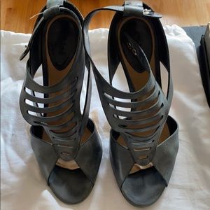 Chloe gray open toe heels